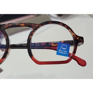EyeLooker Round Flat Bottom 1.5 Blue Light Tortoise Red Reading Glasses 113228